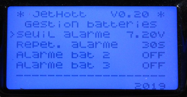 Menu batterie